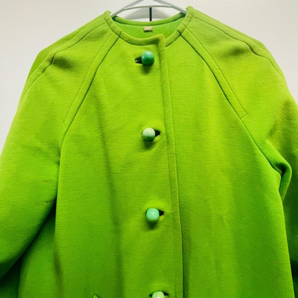 vintage MOD 60s lime green wool swing coat - Picture 3 of 6